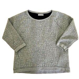 Whistles Designer Women's Grey‎ Quilted Semi-Cropped Pullover Sweatshirt. Size 2